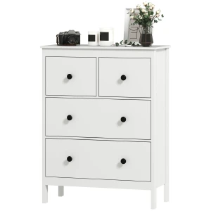 Ladekast met 4 lades, voor kleding & beddengoed, woonkamer, slaapkamer, gang, spaanplaat, wit 1