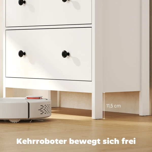 Ladekast met 4 lades, voor kleding & beddengoed, woonkamer, slaapkamer, gang, spaanplaat, wit 7