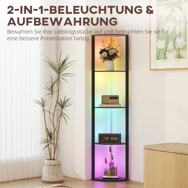 Led staande lamp 5 traps dimbaar staande lamp met plank, rgb kleurverandering, afstandsbediening 6