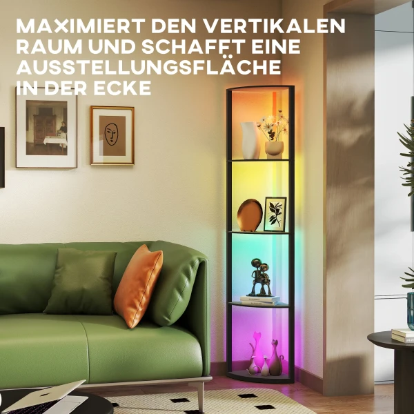 Led staande lamp 5 traps dimbaar staande lamp met plank, rgb kleurverandering, afstandsbediening 7