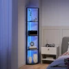 Led staande lamp 5 traps dimbaar staande lamp met plank, rgb kleurverandering, afstandsbediening 9