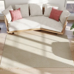 Machinaal geweven tapijt, 15 mm hoog, veelzijdig inzetbaar, antislip, crème wit 1
