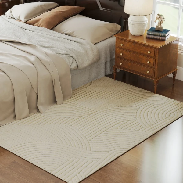 Machinaal geweven tapijt, 15 mm hoog, veelzijdig inzetbaar, antislip, crème wit 2