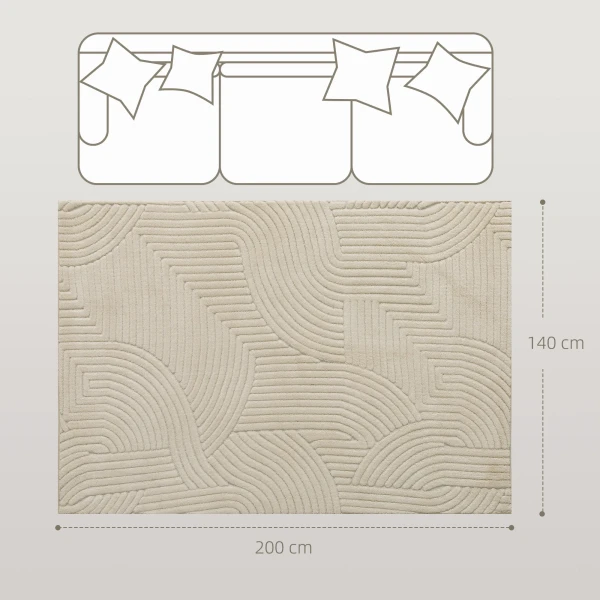 Machinaal geweven tapijt, 15 mm hoog, veelzijdig inzetbaar, antislip, crème wit 4