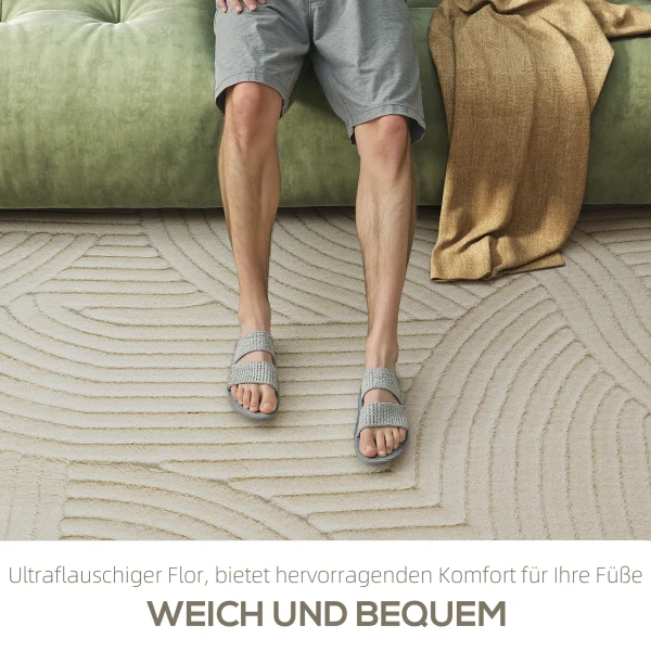 Machinaal geweven tapijt, 15 mm hoog, veelzijdig inzetbaar, antislip, crème wit 5