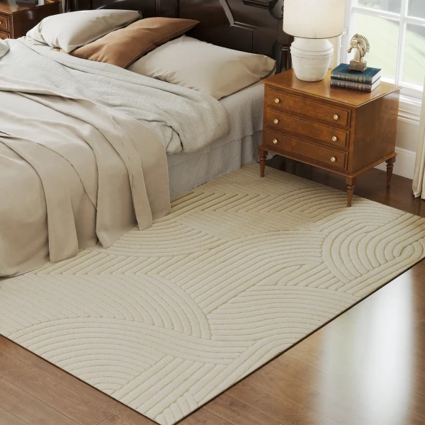 Machinaal geweven tapijt, 15 mm hoog, veelzijdig inzetbaar, antislip, crèmewit 2