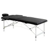 Massagetafel, 2 zones inklapbare massagetafel met kunstleren hoes, hoofdsteun, armleuningen, tas, in hoogte verstelbare massagebank 90cm breed tot 225 kg belastbaar, zwart 1