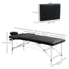 Massagetafel, 2 zones inklapbare massagetafel met kunstleren hoes, hoofdsteun, armleuningen, tas, in hoogte verstelbare massagebank 90cm breed tot 225 kg belastbaar, zwart 4