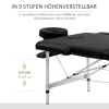 Massagetafel, 2 zones inklapbare massagetafel met kunstleren hoes, hoofdsteun, armleuningen, tas, in hoogte verstelbare massagebank 90cm breed tot 225 kg belastbaar, zwart 5