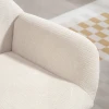 Moderne gestoffeerde stoel in oorfauteuil stijl, hoge rugleuning, dikke bekleding, stalen poten, crèmewit 10