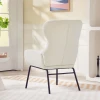 Moderne gestoffeerde stoel in oorfauteuil stijl, hoge rugleuning, dikke bekleding, stalen poten, crèmewit 8