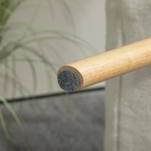 Moderne voetenbank met fleece hoes en houten poten, gestoffeerd, voor woonkamer, slaapkamer, gang, crèmewit 10