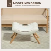 Moderne voetenbank met fleece hoes en houten poten, gestoffeerd, voor woonkamer, slaapkamer, gang, crèmewit 5