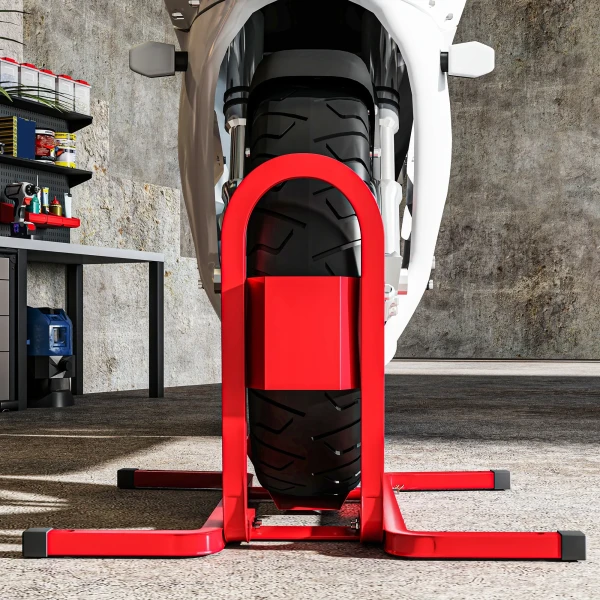 Motorfietsstandaard voor 17 21", 430 530 mm voorwiel, verstelbaar, gemaakt van metaal rood 9