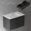 Onderkast voor wastafel hangende onderkast met keramisch wastafel soft close laden zwart 4