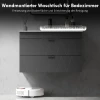 Onderkast voor wastafel hangende onderkast met keramisch wastafel soft close laden zwart 5