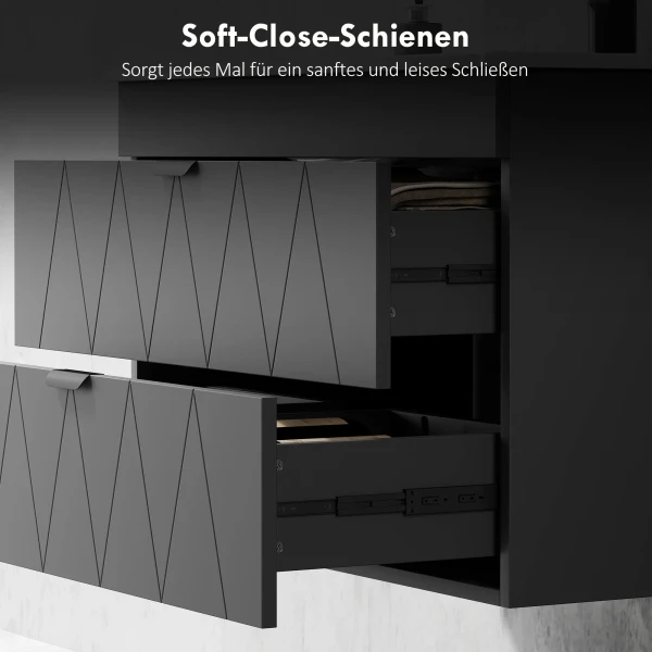 Onderkast voor wastafel hangende onderkast met keramisch wastafel soft close laden zwart 8