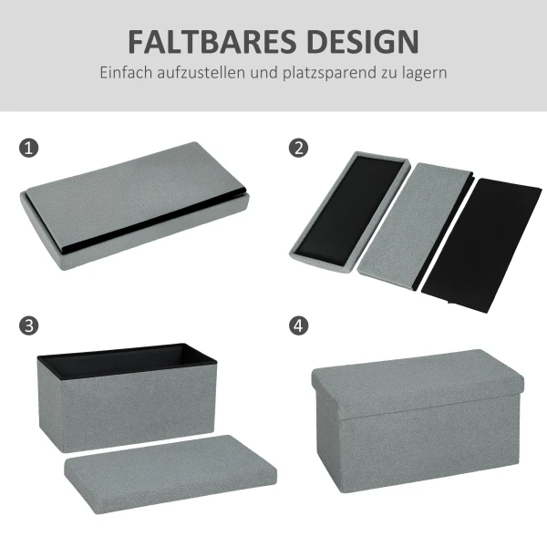 Opbergkruk, gestoffeerde bank met opbergruimte en deksel voor woonkamer, slaapkamer, gang, donkergrijs 6