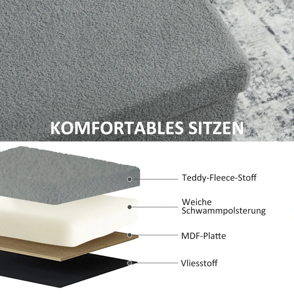 Opbergkruk, gestoffeerde bank met opbergruimte en deksel voor woonkamer, slaapkamer, gang, donkergrijs 7