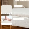 Opbergkruk, zitkruk met 65 l opbergruimte, voetenbank, vliesstof, rubberhout, schuim, 120 x 42 x 45 cm, crèmewit 6