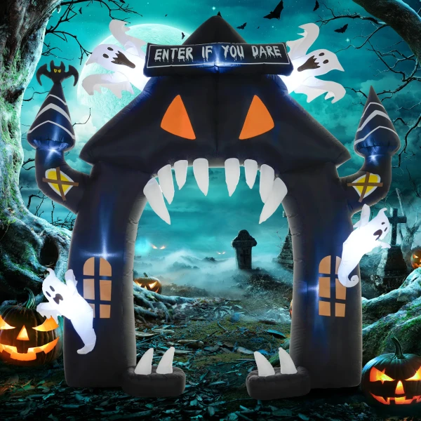 Opblaasbare halloween boog, 4 geesten, led lichten, waterdicht, 300 x 76 x 300 cm 2