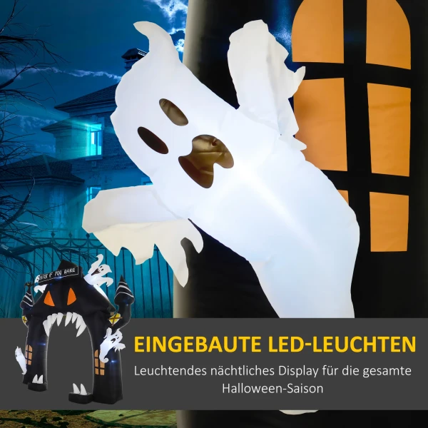 Opblaasbare halloween boog, 4 geesten, led lichten, waterdicht, 300 x 76 x 300 cm 5