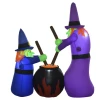 Opblaasbare heksen heksenketel figuur luchtfiguur halloween decoratie met led verlichting, polyester, 170x60x180cm 1