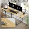 Opklapbare computertafel met 2 uitschuifbare platen, veel ruimte voor monitoren, metalen poten, robuuste constructie, eiken+zwart 6
