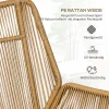 Polyrattan tuinstoel en kruk, verstelbare rugleuning, lichtbruin/grijs/zwart 5