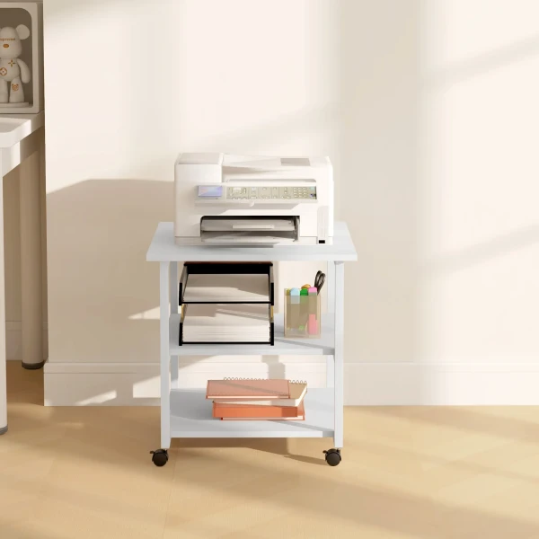 Printer tafel met rol, printer standaard met 3 niveau, printer houder staal, 50 x 50 x 52,5 cm 10