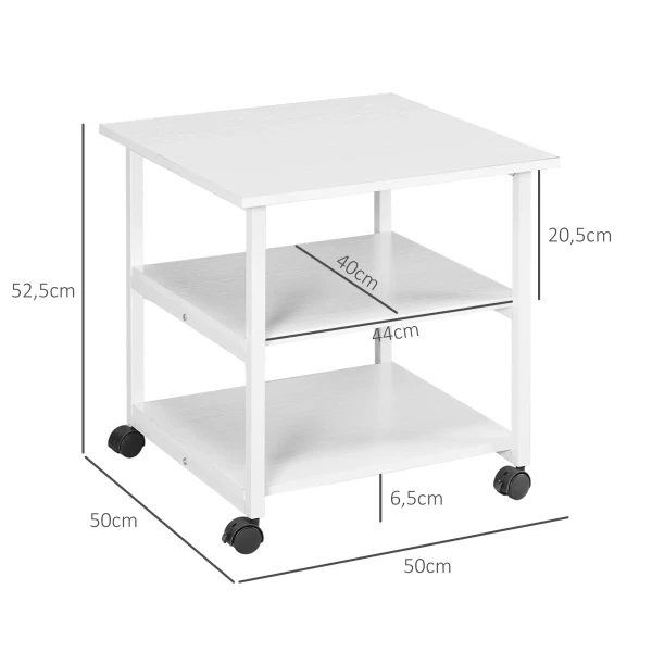 Printer tafel met rol, printer standaard met 3 niveau, printer houder staal, 50 x 50 x 52,5 cm 4