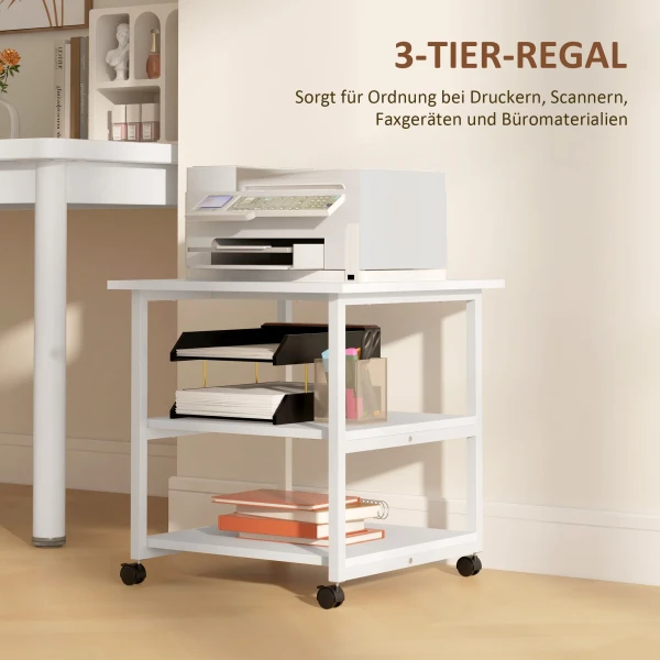 Printer tafel met rol, printer standaard met 3 niveau, printer houder staal, 50 x 50 x 52,5 cm 5