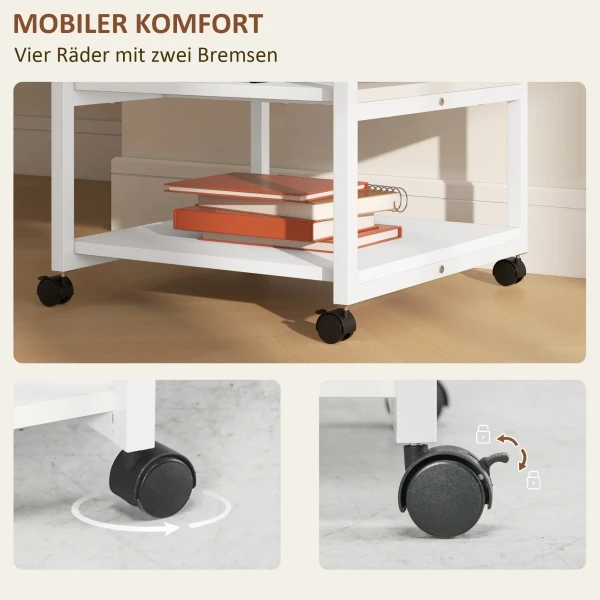 Printer tafel met rol, printer standaard met 3 niveau, printer houder staal, 50 x 50 x 52,5 cm 6