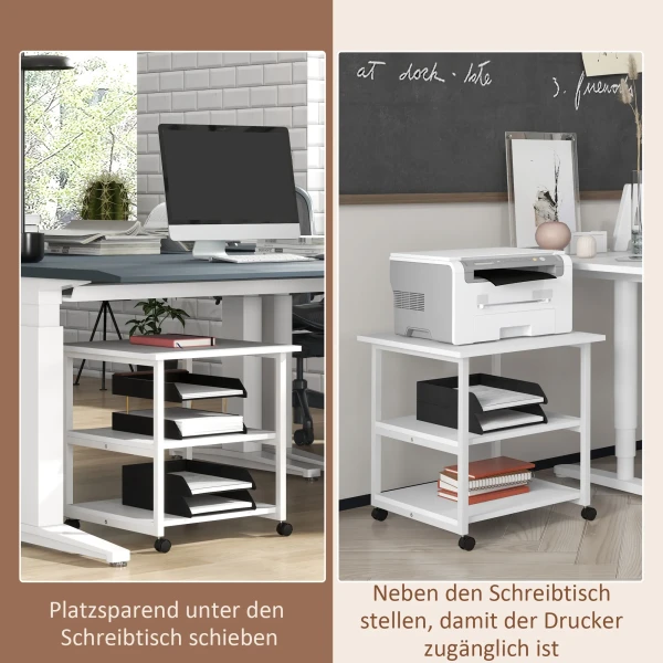 Printer tafel met rol, printer standaard met 3 niveau, printer houder staal, 50 x 50 x 52,5 cm 7