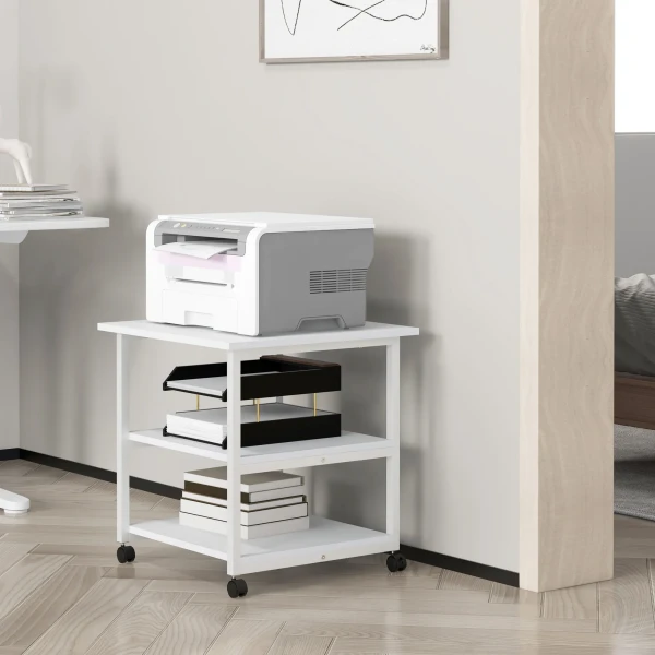 Printer tafel met rol, printer standaard met 3 niveau, printer houder staal, 50 x 50 x 52,5 cm 8