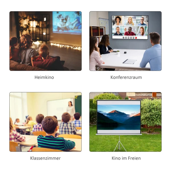 Projectiescherm in 4:3 formaat, bioscoopscherm, presentatieoppervlak voor thuis of kantoor, wit 7