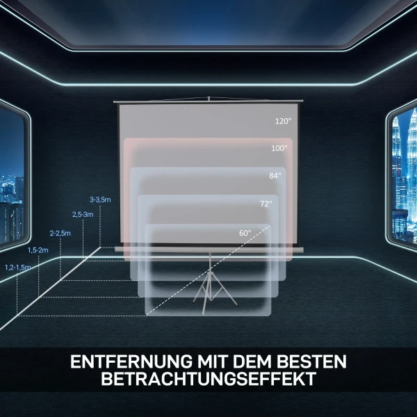Projectiescherm in 4:3 formaat, bioscoopscherm, presentatieoppervlak voor thuis of kantoor, wit 8