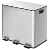 Prullenbak met 3 x 20 l compartimenten, deodorant deksel, vingerafdrukbestendig, soft close, verwijderbaar, zilver 1