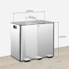 Prullenbak met 3 x 20 l compartimenten, deodorant deksel, vingerafdrukbestendig, soft close, verwijderbaar, zilver 4
