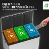 Prullenbak met 3 x 20 l compartimenten, deodorant deksel, vingerafdrukbestendig, soft close, verwijderbaar, zilver 5