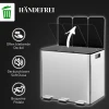 Prullenbak met 3 x 20 l compartimenten, deodorant deksel, vingerafdrukbestendig, soft close, verwijderbaar, zilver 7