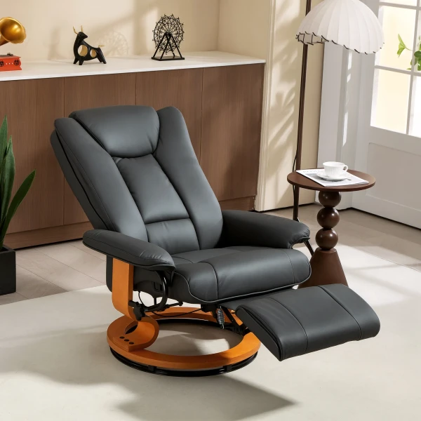 Relaxstoel met ligfunctie, draaibaar, tot 150 kg, kunstlederen bekleding, stalen frame, donkergrijs 2