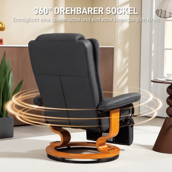 Relaxstoel met ligfunctie, draaibaar, tot 150 kg, kunstlederen bekleding, stalen frame, donkergrijs 7