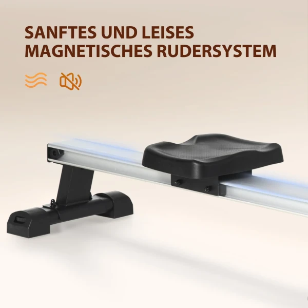 Roeiapparaat, opvouwbaar, stille aluminium frame, lcd monitor, 8 niveaus weerstand, zwart/zilver 9