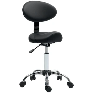 Rolkruk verstelbaar in hoogte met rugleuning draaikruk 83 98 cm werkkruk 360° draaibaar voor kantoor salon 1