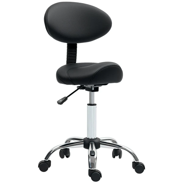 Rolkruk verstelbaar in hoogte met rugleuning draaikruk 83 98 cm werkkruk 360° draaibaar voor kantoor salon 1