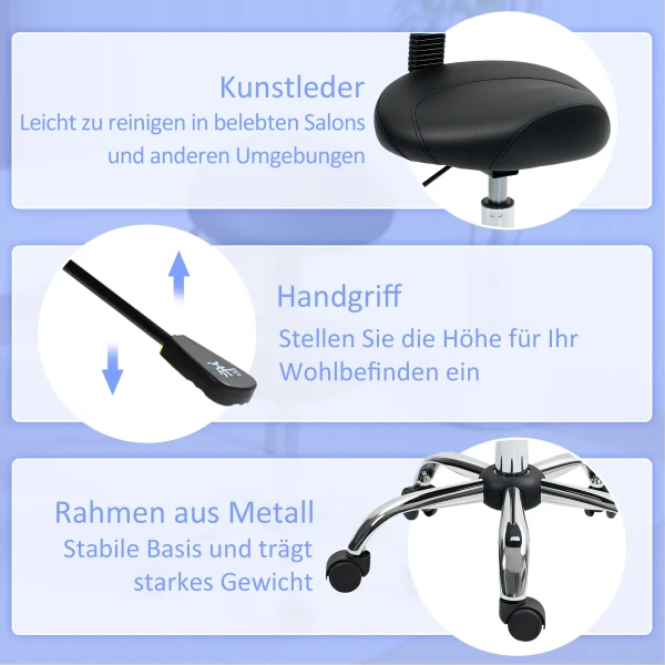 Rolkruk verstelbaar in hoogte met rugleuning draaikruk 83 98 cm werkkruk 360° draaibaar voor kantoor salon 7