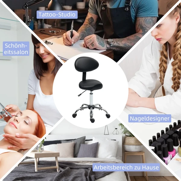 Rolkruk verstelbaar in hoogte met rugleuning draaikruk 83 98 cm werkkruk 360° draaibaar voor kantoor salon 9