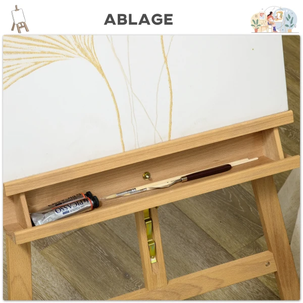 Schildersezel, houten schildersezel, in hoogte verstelbaar, opvouwbaar, pennenbakje, beukenhout, 65 x 110 x 180 235 cm 7