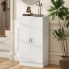 Schoenenkast met soft close scharnieren, verstelbare planken, 6 laags schoenenrek voor hal, entree, voor 14 paar, 55 x 35 x 108 cm, hout, wit 10